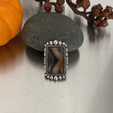 Large Rectangular Montana Agate Statement Ring or Pendant- Sterling Silver- Finished to Size