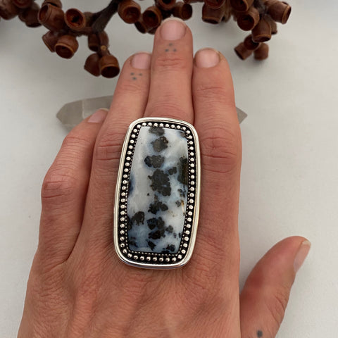 Large Agate Statement Ring or Pendant- Sterling Silver and Plume Agate- Finished to Size