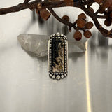 Large Rectangular Petrified Palm Root Statement Ring or Pendant- Sterling Silver- Finished to Size
