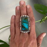 Large Rectangular Ring or Pendant- Sterling Silver and Kingman Turquoise- Finished to Size