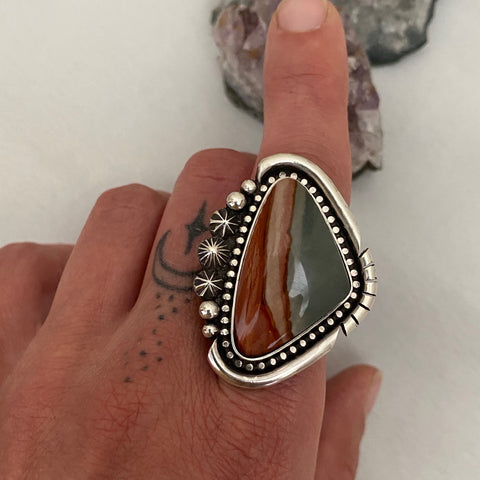 Large Picture Jasper Celestial Ring or Pendant- Sterling Silver and Landscape Jasper- Finished to Size