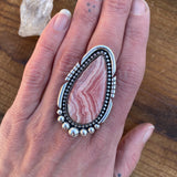 Large Rhodochrosite Statement Ring or Pendant- Sterling Silver and Pink Rhodochrosite- Finished to Size