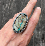 Large Turquoise and Sterling Ring- Royston Ribbon Turquoise and Sterling Silver- Finished to Size