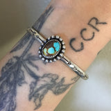 Stamped Turquoise Stacker Cuff- Royston Turquoise and Sterling Silver Bracelet- Size XS/S