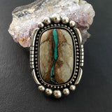 Large Royston Ribbon Turquoise Ring- Sterling Silver and Royston Turquoise Statement Ring- Finished to Size or as Pendant