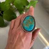 The Poseidon Ring- Kingman Turquoise and Sterling Silver- Finished to Size or as a Pendant