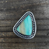 Blue Opal Petrified Wood Ring or Pendant- Sterling Silver and Indonesian Opalized Petrified Wood- Finished to Size