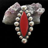 Large Rosarita Bubble Ring- Sterling Silver and Red Rosarita- Finished to Size or as a Pendant