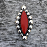 Large Rosarita Bubble Ring- Sterling Silver and Red Rosarita- Finished to Size or as a Pendant