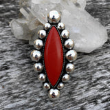 Large Rosarita Bubble Ring- Sterling Silver and Red Rosarita- Finished to Size or as a Pendant