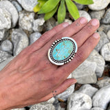 Large Turquoise Statement Ring or Pendant- Sterling Silver and Kingman Turquoise- Finished to Size