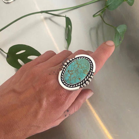 Large Turquoise Statement Ring or Pendant- Sterling Silver and Kingman Turquoise- Finished to Size