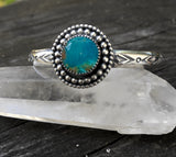 Stamped Turquoise Cuff Bracelet- Sterling Silver and Turquoise Mountain Turquoise Wide Stacker Cuff- Size S/M