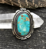 Large Royston Turquoise Ring- Sterling Silver and Natural Turquoise- Finished to Size