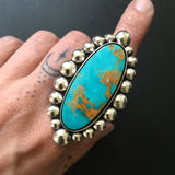 Huge Royston Bubble Ring or Pendant- Sterling Silver and Royston Turquoise- Finished to Size