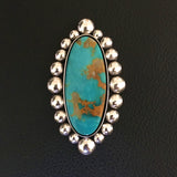 Huge Royston Bubble Ring or Pendant- Sterling Silver and Royston Turquoise- Finished to Size