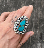 Super Bubble Ring- Turquoise and Sterling Statement Ring- Royston Turquoise and Sterling Bubble Ring- Finished to Size