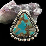 Large Royston Turquoise Statement Ring- Sterling Silver and Turquoise- Finished to Size or as a Pendant