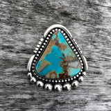 Large Royston Turquoise Statement Ring- Sterling Silver and Turquoise- Finished to Size or as a Pendant