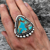 Large Royston Turquoise Statement Ring- Sterling Silver and Turquoise- Finished to Size or as a Pendant