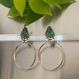 Royston Turquoise and Sterling Silver Hoop Earrings- Post Earrings for Pierced Ears