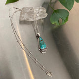 Dainty Turquoise Stamped Necklace- Sterling Silver and Natural Royston Turquoise- 18" Chain