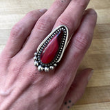 Teardrop Rosarita Ring- Sterling Silver and Red Rosarita- Finished to Size or as a Pendant