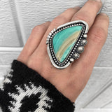 Blue Opal Petrified Wood Ring or Pendant- Sterling Silver and Indonesian Opalized Petrified Wood- Finished to Size