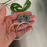Large Hoop Earrings- Kingman Turquoise and Sterling Silver