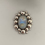 Large Rainbow Moonstone Super Bubble Ring or Pendant- Sterling Silver- Finished to Size