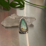 Beachy Endless Summer Statement Ring or Pendant- Sterling Silver and Blue Opal Petrified Wood- Finished to Size