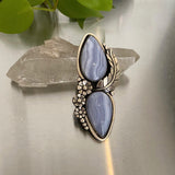 The Secret Garden Ring- Blue Lace Agate and Sterling Silver- Finished to Size or as a Pendant