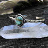 Stamped Turquoise Stacker Cuff- Sierra Nevada Turquoise and Sterling Silver Bracelet- Size L/XL