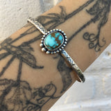 Stamped Turquoise Stacker Cuff- Sierra Nevada Turquoise and Sterling Silver Bracelet- Size L/XL