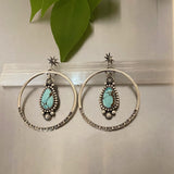 Sierra Nevada Turquoise and Sterling Dangly Hoop Earrings- Post Earrings for Pierced Ears