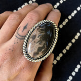 Large Petrified Palm Root Ring- Sterling Silver and Palm Root- Finished to Size