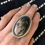 Large Petrified Palm Root Ring- Sterling Silver and Palm Root- Finished to Size