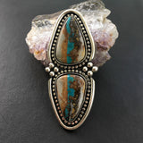 2 Stone Ribbon Turquoise Ring- Sterling Silver and Easter Blue Turquoise Statement Ring- Finished to Size or as Pendant