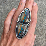 2 Stone Ribbon Turquoise Ring- Sterling Silver and Easter Blue Turquoise Statement Ring- Finished to Size or as Pendant