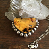 Amber Bubble Necklace- Sterling Silver and Mayan Amber - 17" Sterling Chain