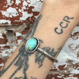 Stamped Turquoise Stacker Cuff- Sierra Nevada Turquoise and Sterling Silver Bracelet- Size S/M