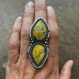 Large Two-Stone Bumble Bee Jasper Ring- Sterling Silver and Bumblebee Jasper- Finished to Size