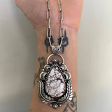 The Snow Queen Necklace- Wild Horse Magnesite and Sterling Silver- 20" Sterling Chain Included