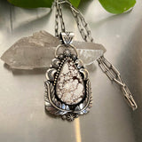The Snow Queen Necklace- Wild Horse Magnesite and Sterling Silver- 20" Sterling Chain Included