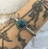 Stamped Turquoise Stacker Cuff- Sonoran Turquoise and Sterling Silver Bracelet- Size M/L