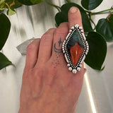 Huge Sonoran Sunrise Diamond Shaped Statement Ring or Pendant- Sonoran Sunrise and Sterling Silver- Finished to Size