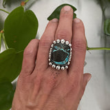 Square Turquoise Ring or Pendant- Sterling Silver and Blue Moon Ribbon Turquoise- Finished to Size