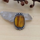 Large Square Amber Celestial Ring- Sterling Silver and Mayan Amber - Finished to Size