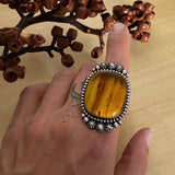 Large Square Amber Celestial Ring- Sterling Silver and Mayan Amber - Finished to Size