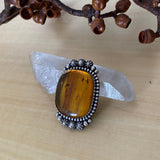 Large Square Amber Celestial Ring- Sterling Silver and Mayan Amber - Finished to Size